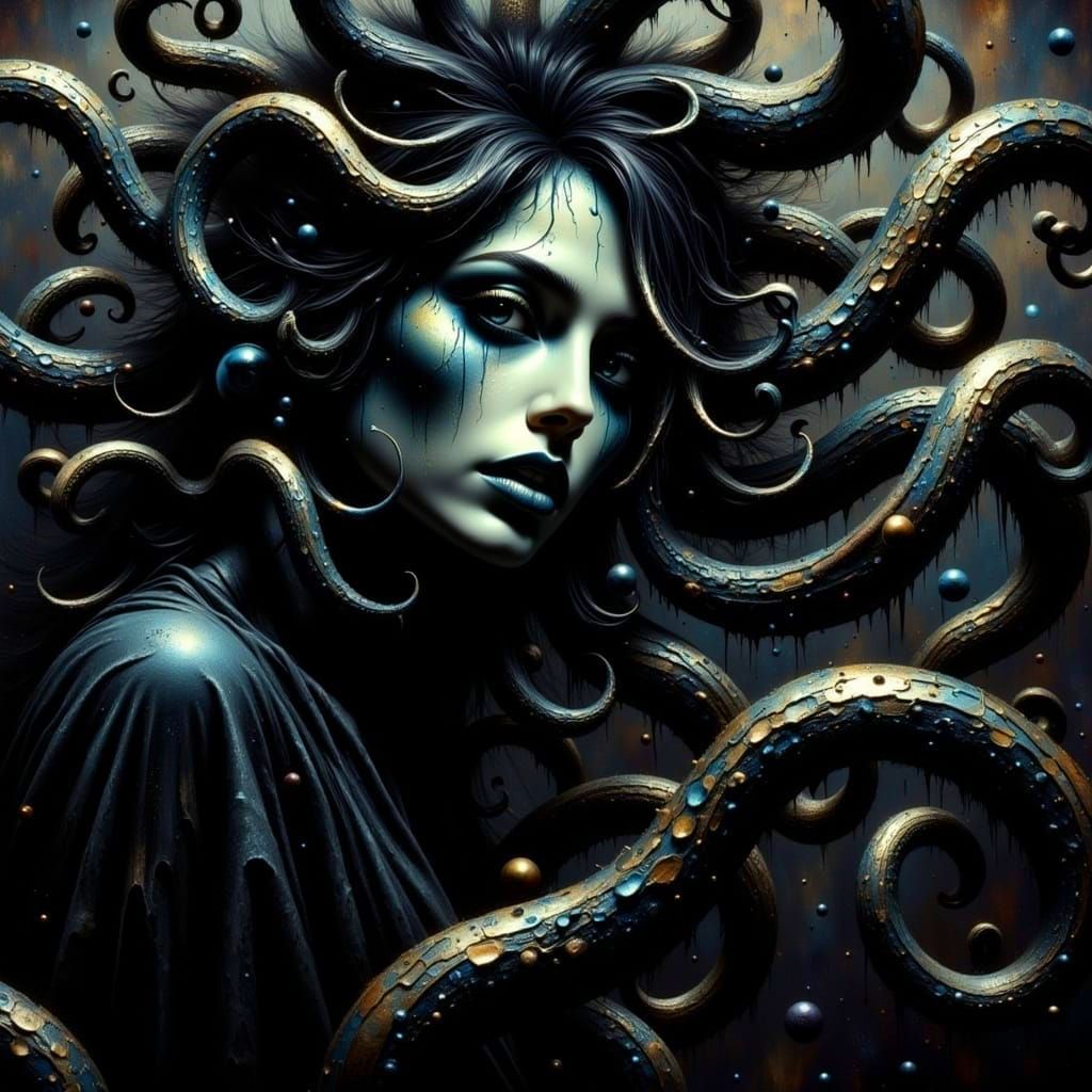 Surreal Oil Painting of Emotion in Darkness