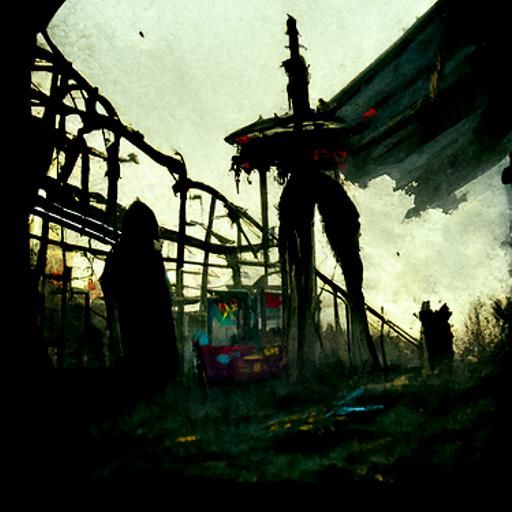 Sinister Abandoned Carnival in Dark Fantasy Style