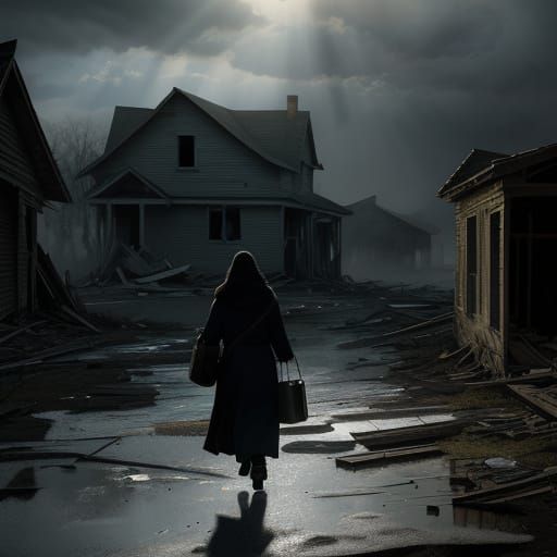 Woman Walks From Crumbling Home With Hope