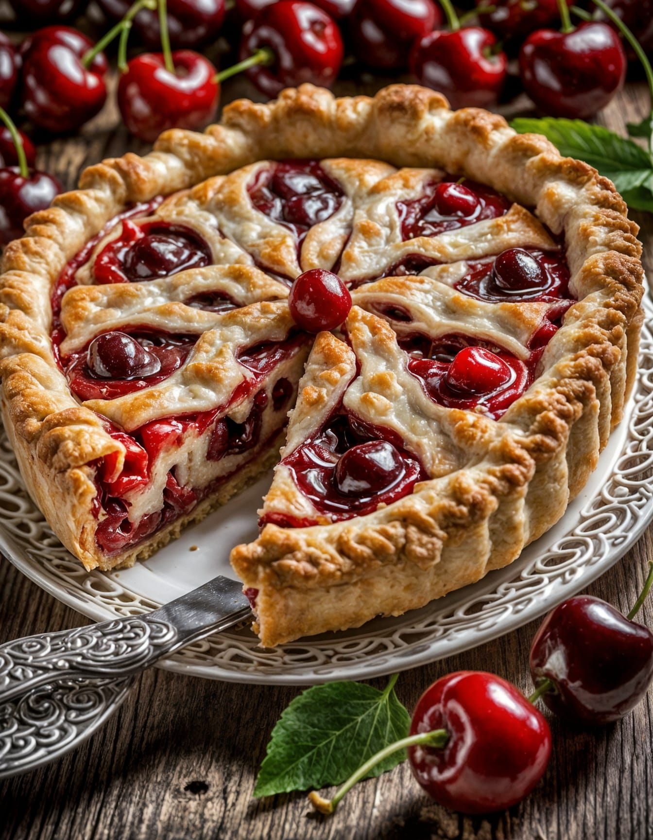 Delicious Cherry Pie Slice with Godly Light