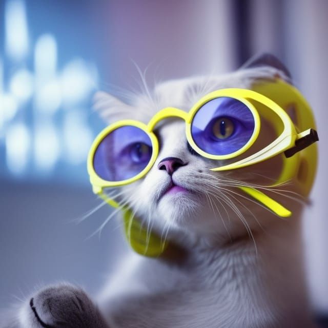 Cat with Cyborg Glasses: A Futuristic Feline