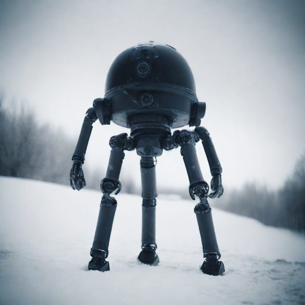 Hovering Droid with Metal Tentacles in Cinematic Style