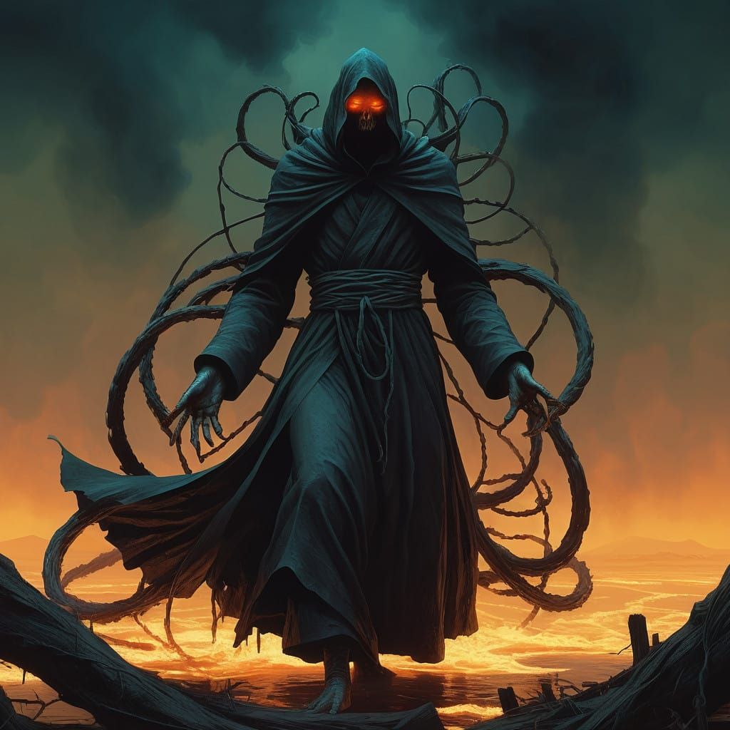 Dark Figure of Iblis Unleashes Malevolent Fury in Swirling S...