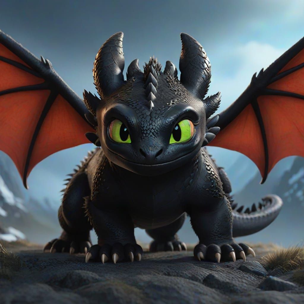 Furry Toothless Dragon with Fluffy Fur