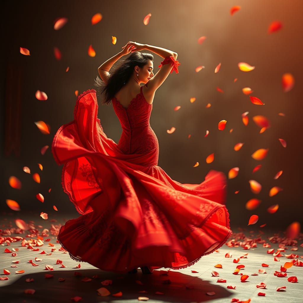 Dramatic Flamenco Dancer in Anime Style