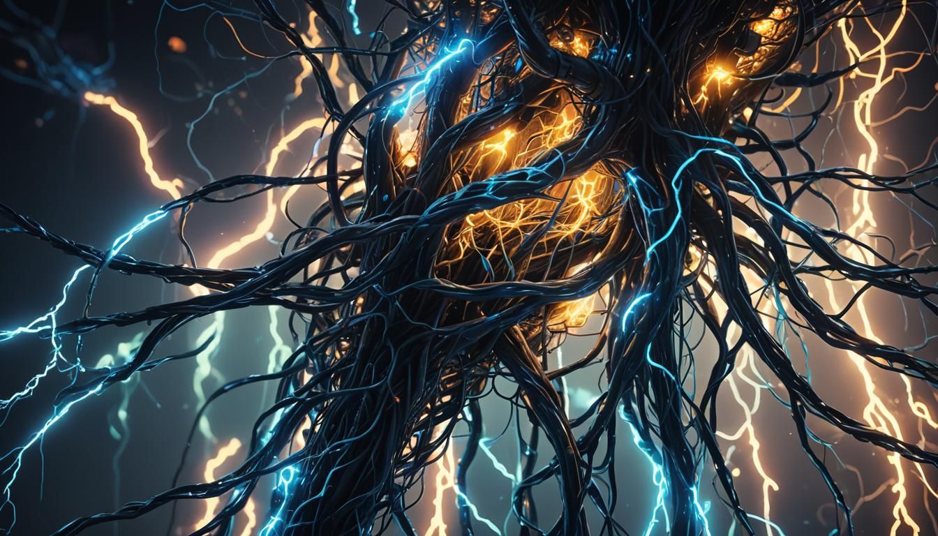 Bioluminescent Cyberpunk: Electricity Pulses Through Nerves