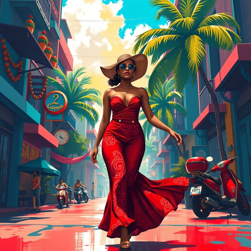 Confident City Siren in Vibrant Red