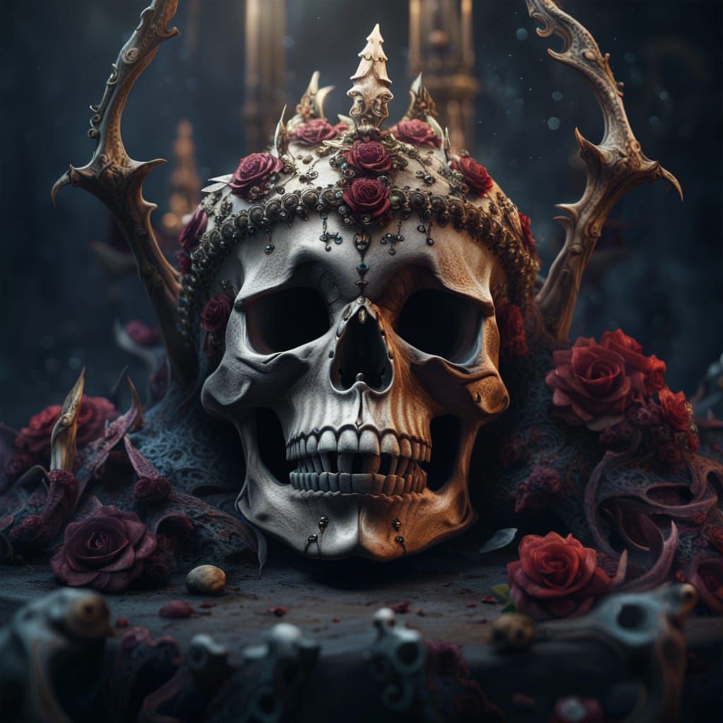 Bone Queen Skull: Detailed Matte Painting