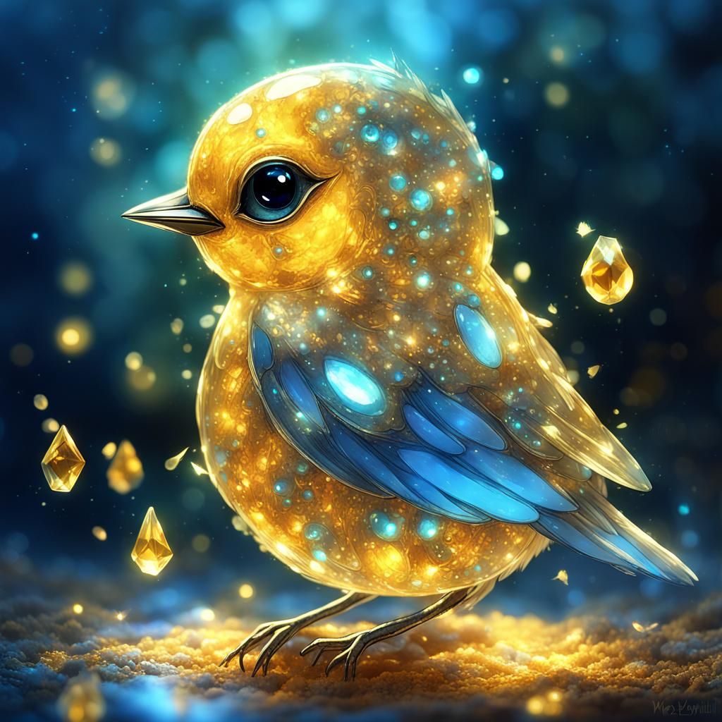 Citrine Glitterbird in Bioluminescent Garden