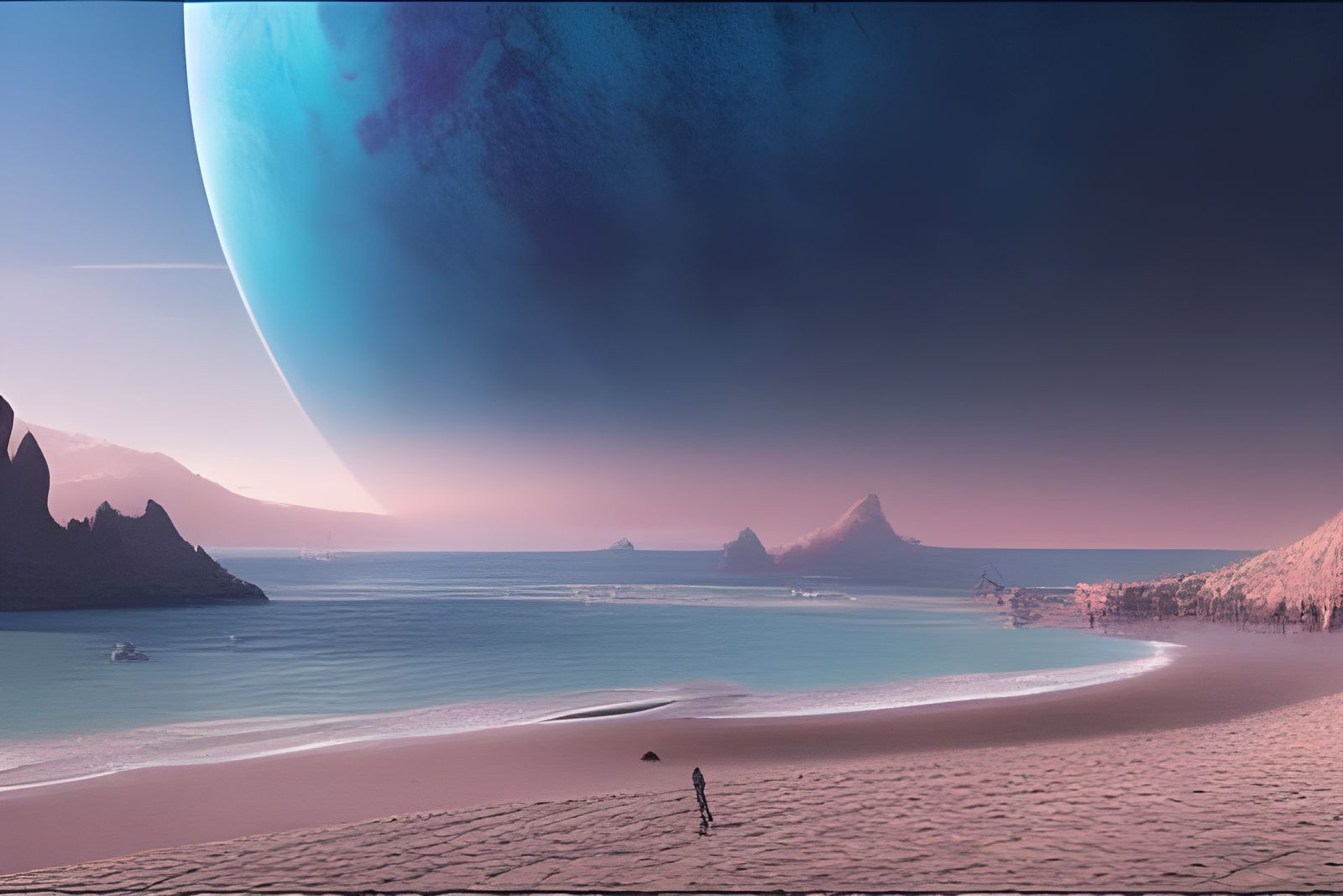 Alien Planet Beach: Dramatic Digital Matte Painting