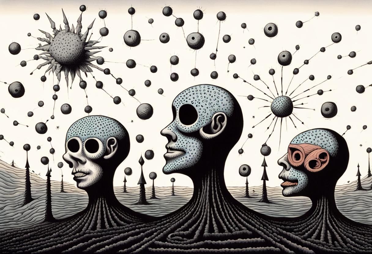 Grotesque Cartoon Characters in Gothic Horror Style