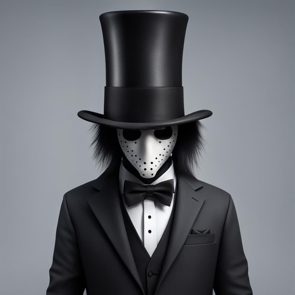 Faceless Figure in Black with Cross, Hyperrealistic