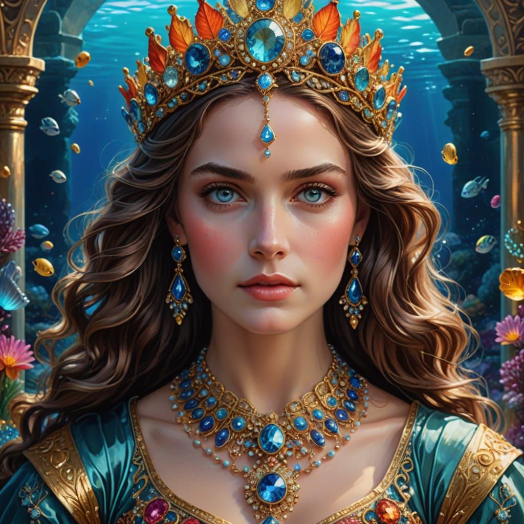 Eurynome, Sea Queen Portrait with Jewels and Sea Life