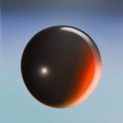 Floating Obsidian Orb in Surreal Landscape