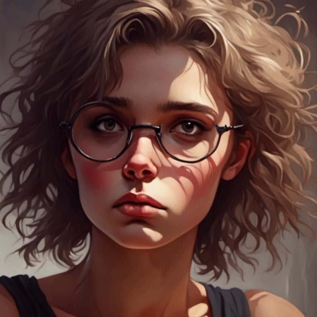 Sad Girl Waking Up with Brown Hair