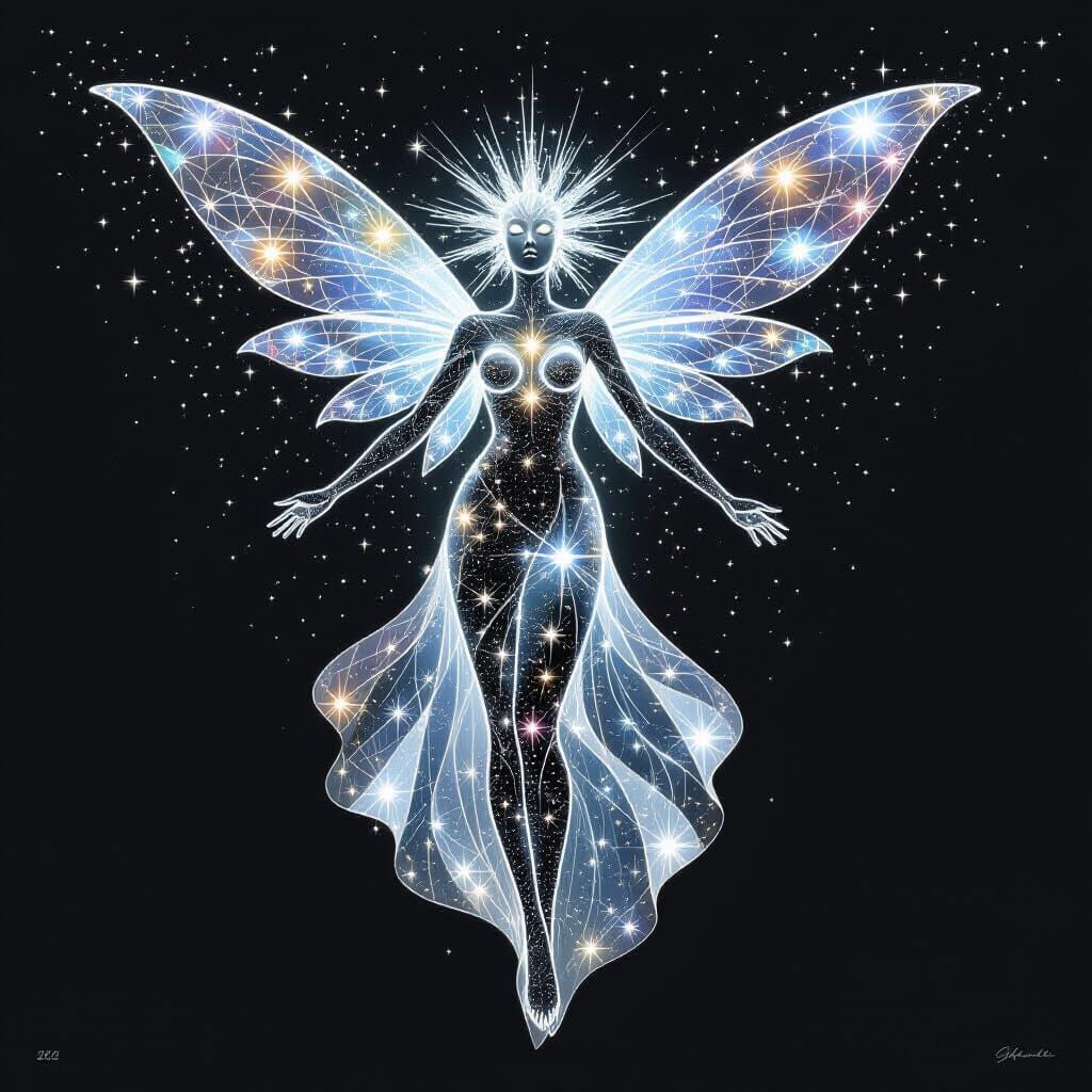 Celestial Being in Vintage B&W Photograph Style