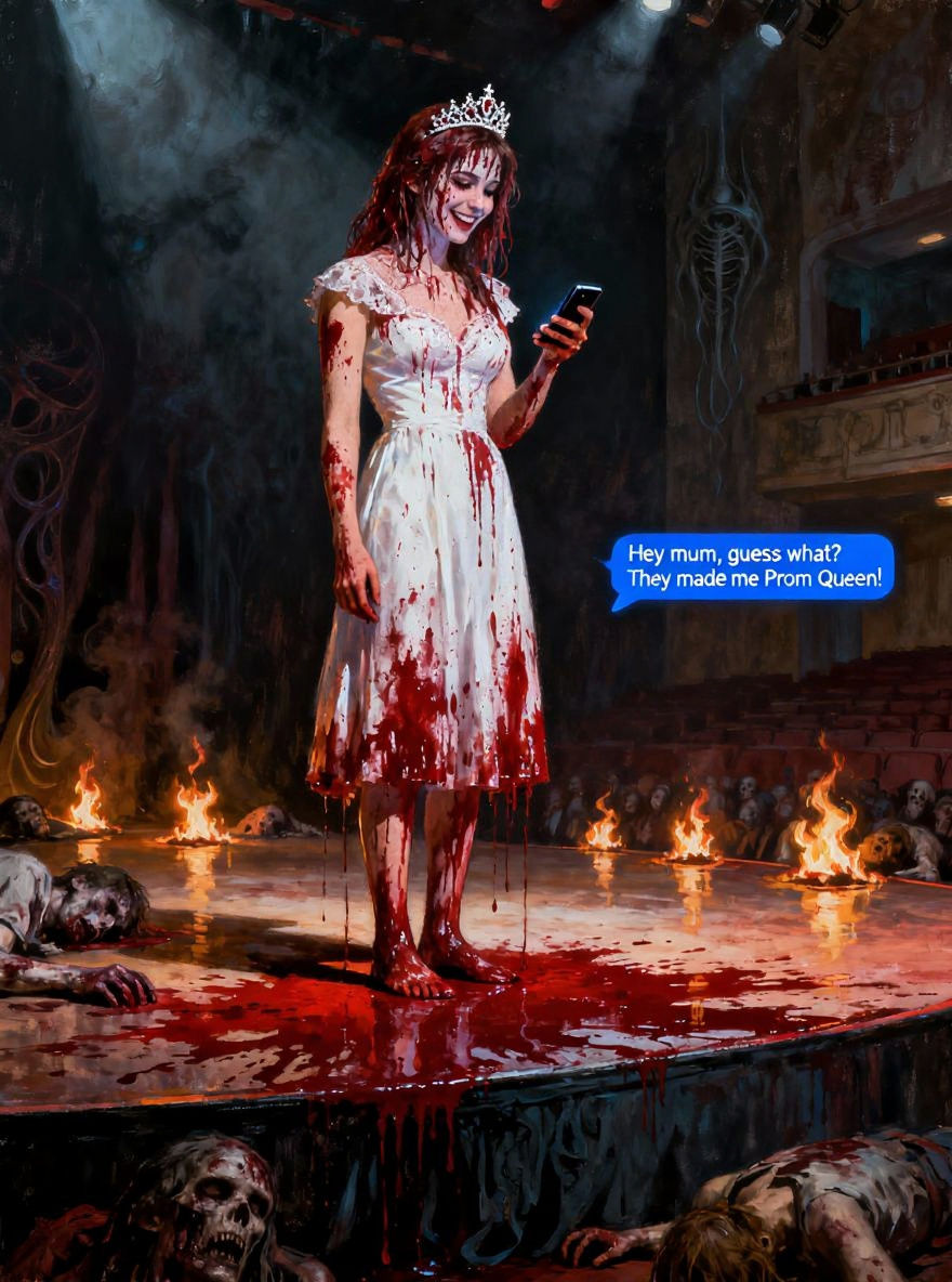 Carrie Drenched in Blood as Prom Queen