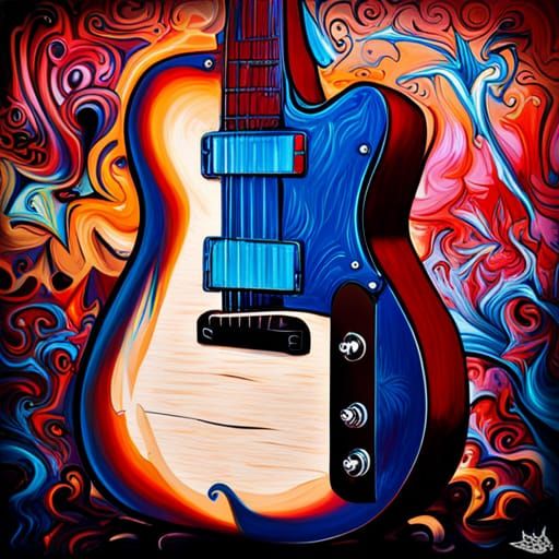 Cigar Box Guitar in Graffiti Splash Art Style