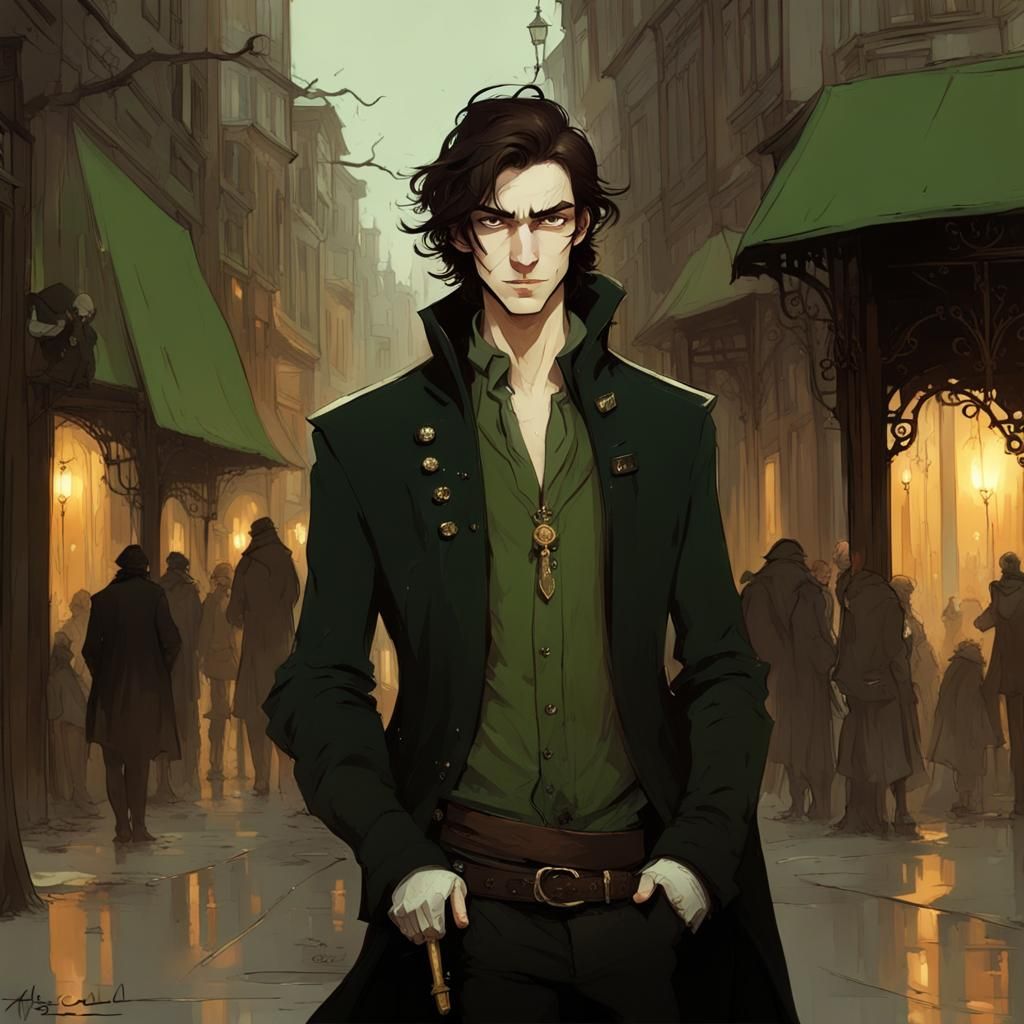 Handsome Rogue Portrait with Dagger, Digital Art