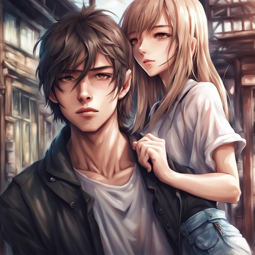 Gith Girl and Boyfriend in Anime Key Visual Style