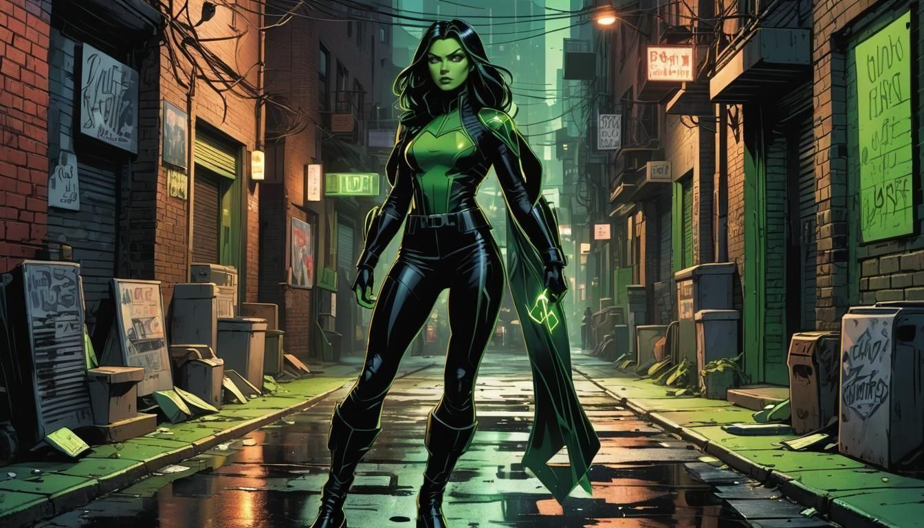 Shego in Comic Book Art Style