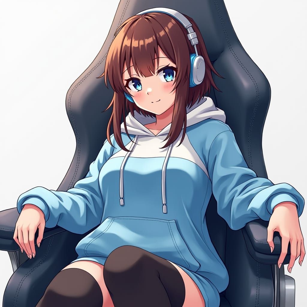 Anime Girl in Gaming Chair Shinkai Style