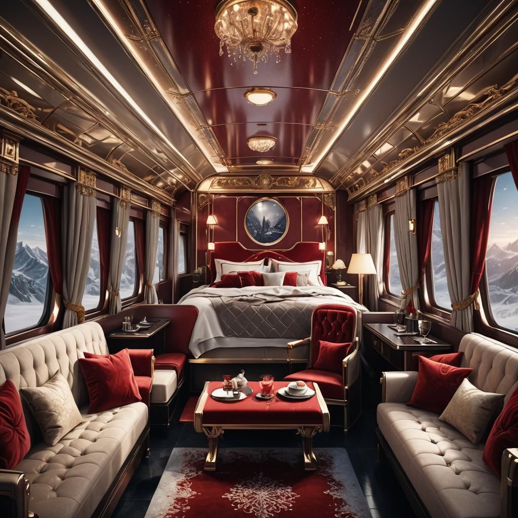 Luxury Train Sleeper Car in Detailed Matte Painting