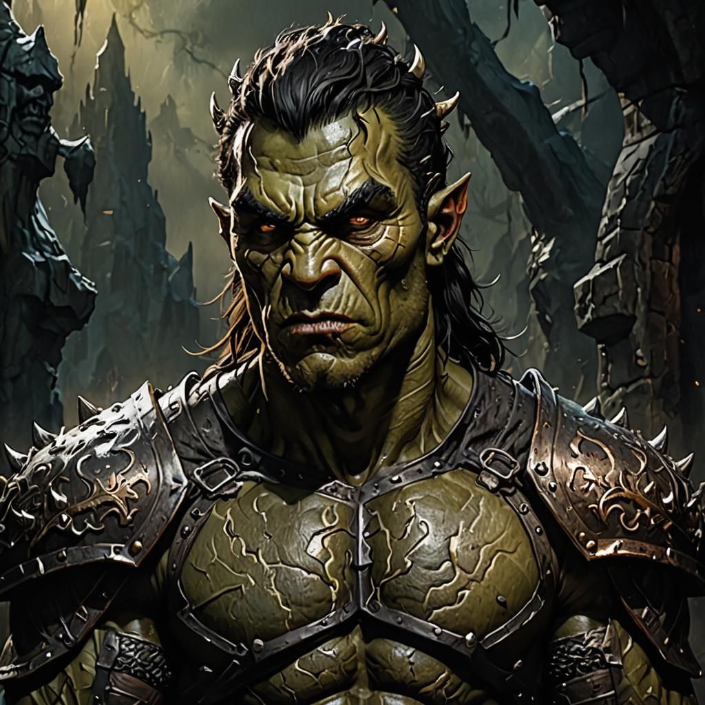 Handsome Orc with Muscular Torso in Fantasy Art