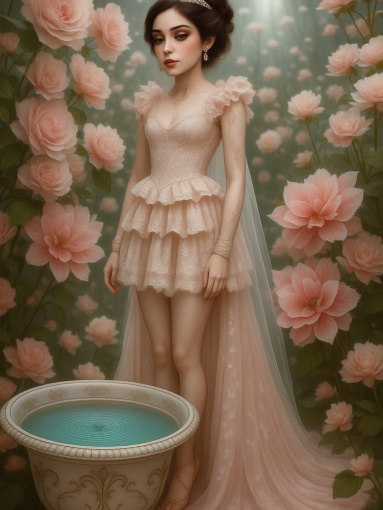 Pop Surrealism Bees in Pastel Goth Lace Dress