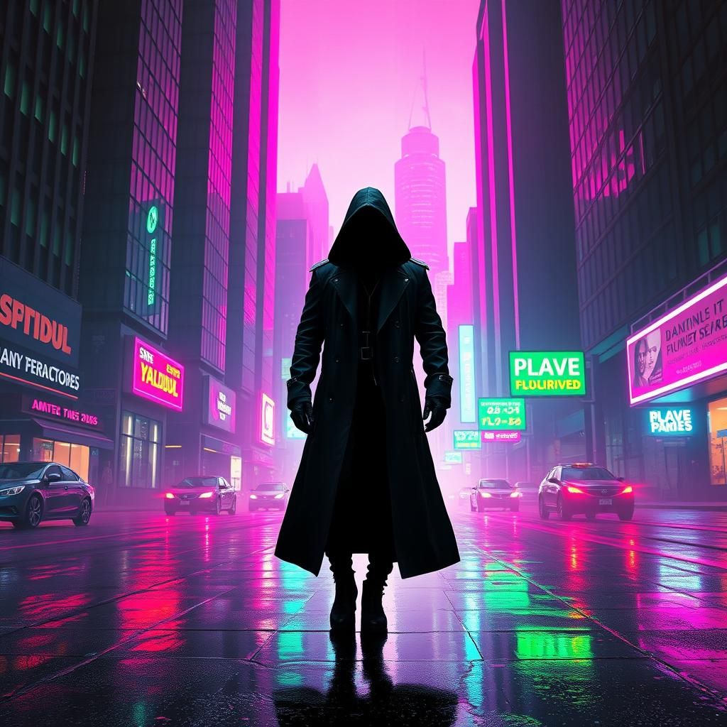 Cyberpunk Figure in Dystopian Cityscape