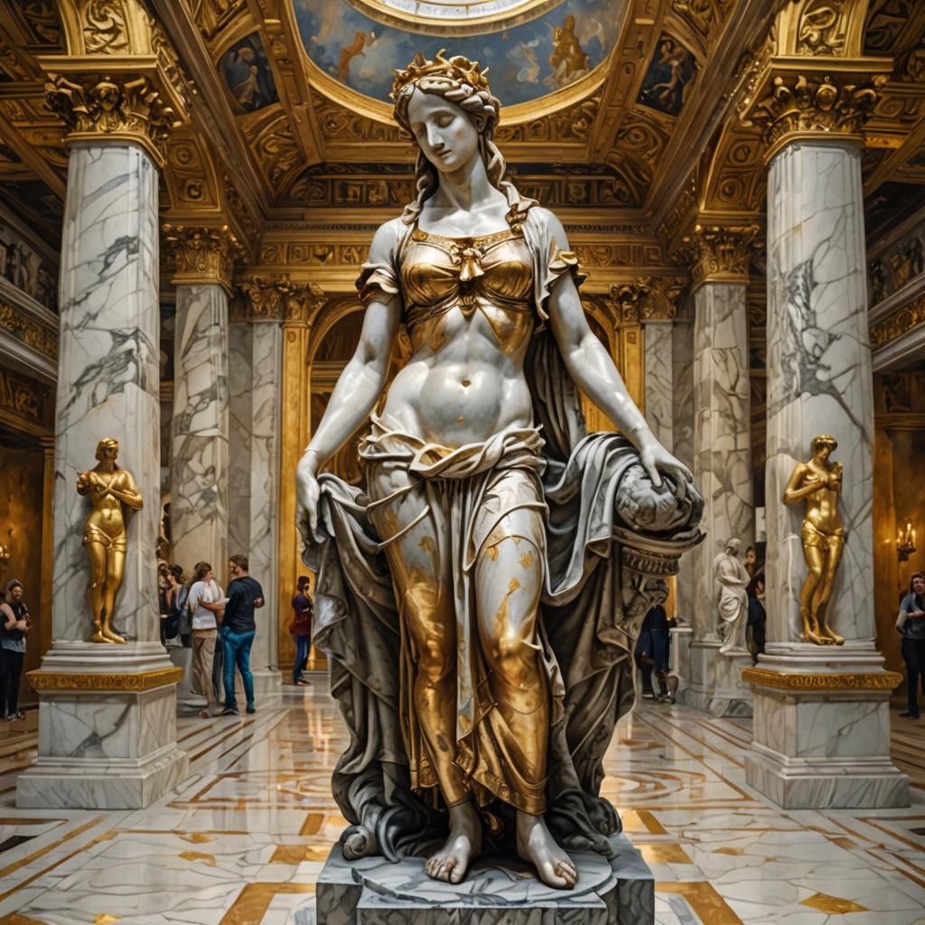 Venus De Milo in Ornate Marble Hall