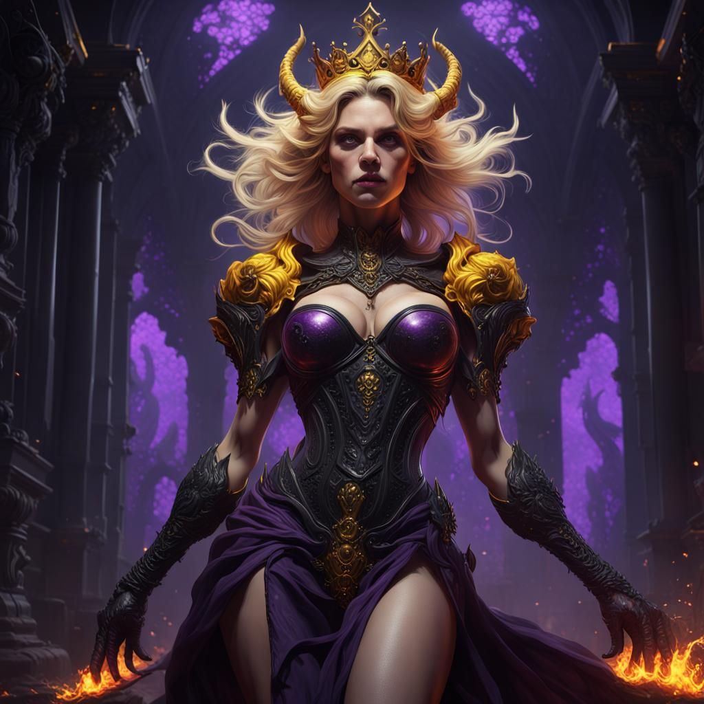 Blond Queen of Hell in Dark Fantasy Style