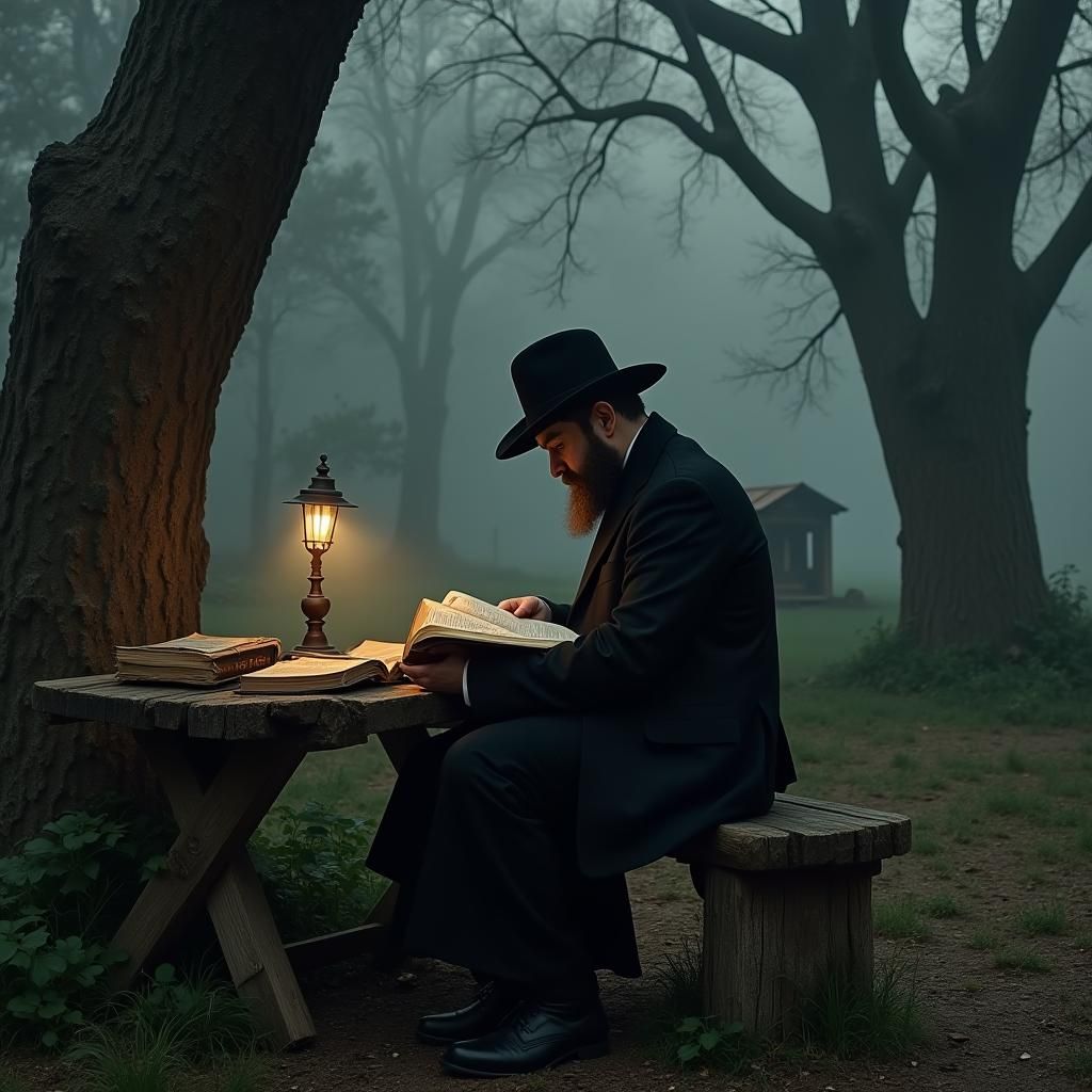 Contemplative Figure in Forest, Evoking Classical Painting