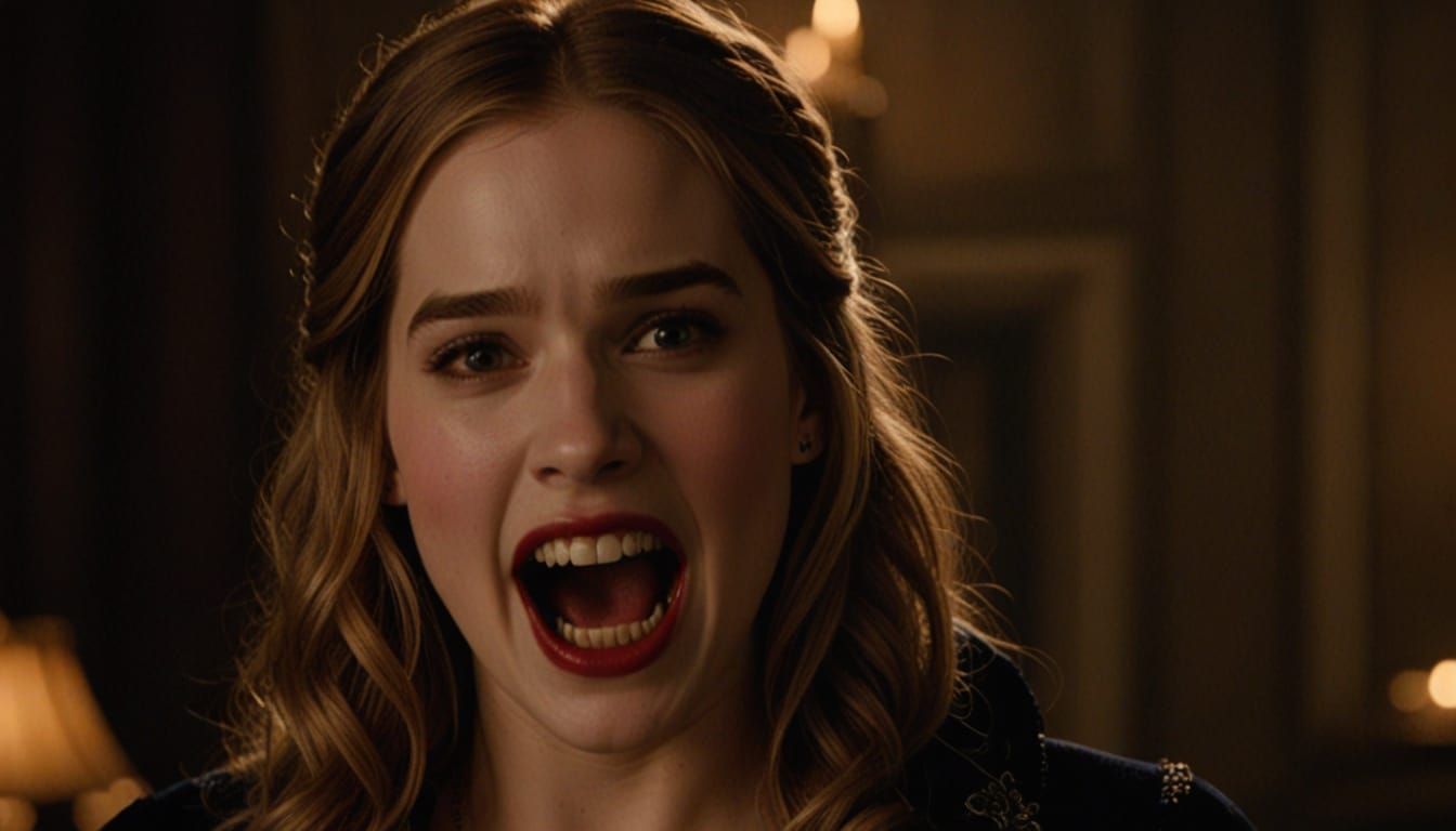 Elizabeth Lail as a Fierce Vampire in a Gothic Horror Scene