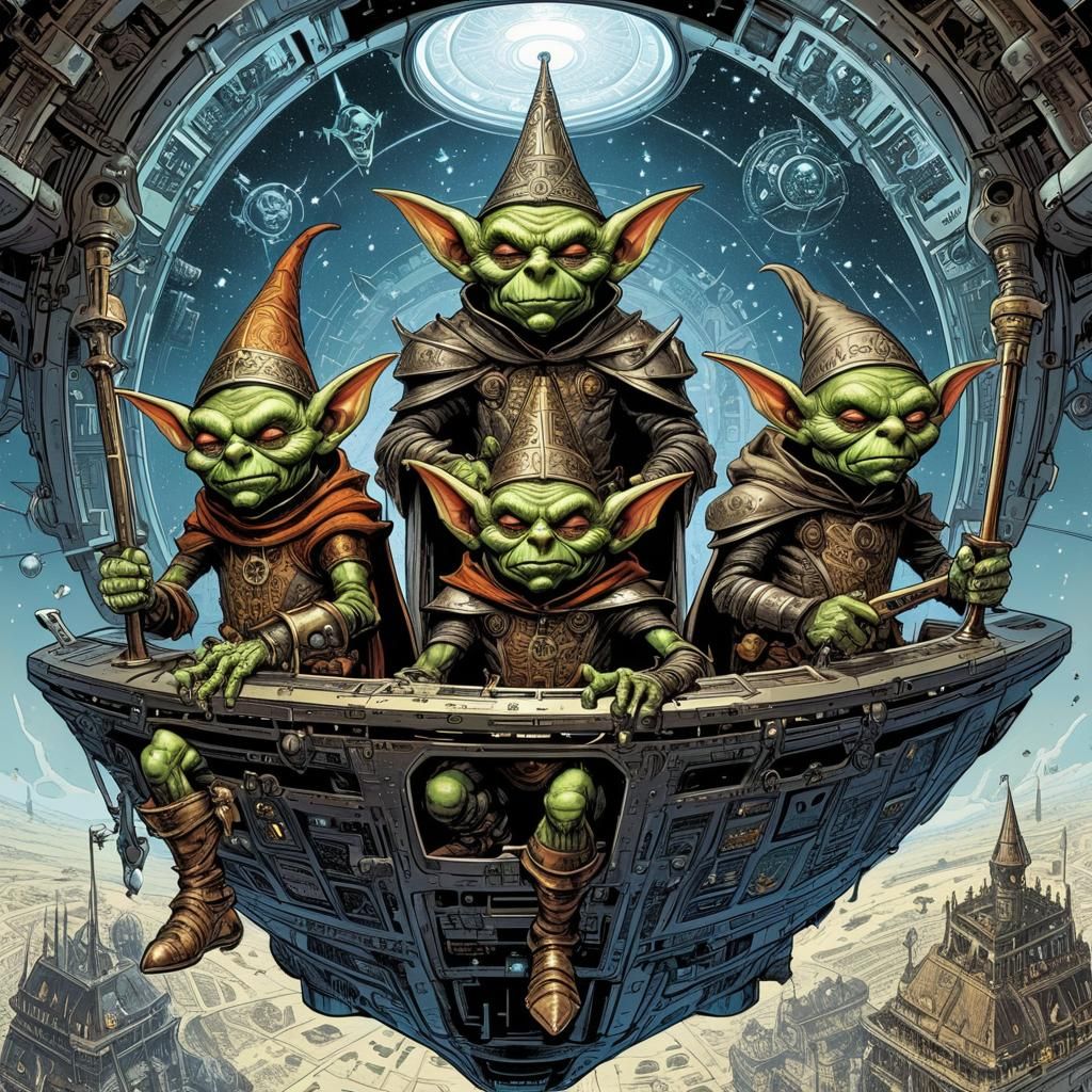 Medieval Goblins in a Spaceship: Comic Book Art