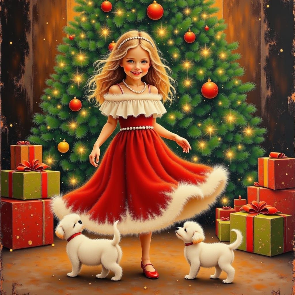 Painted in ultra detailed layered oil pastels. A joyful youn...