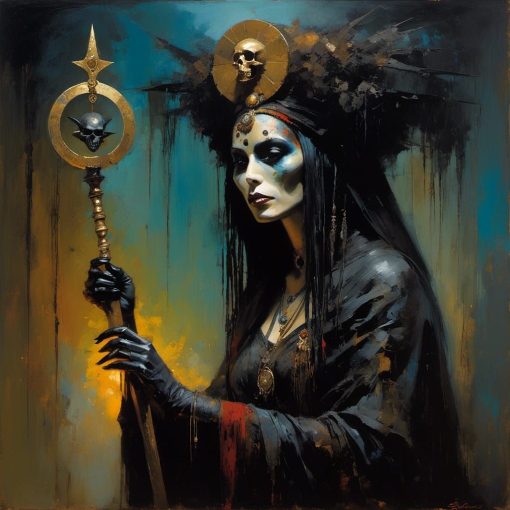 Creepy Voodoo Priestess in Surreal Macabre Style