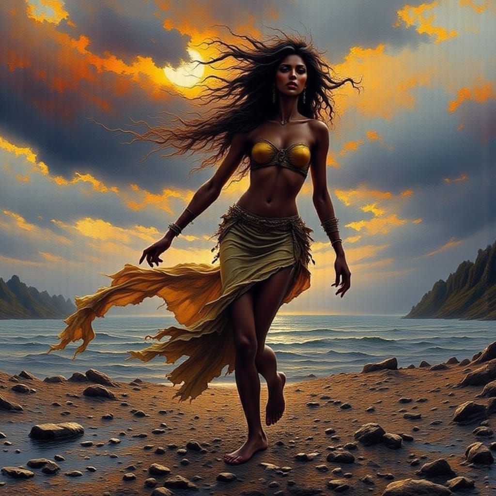 Bare Feet in Surreal Landscape