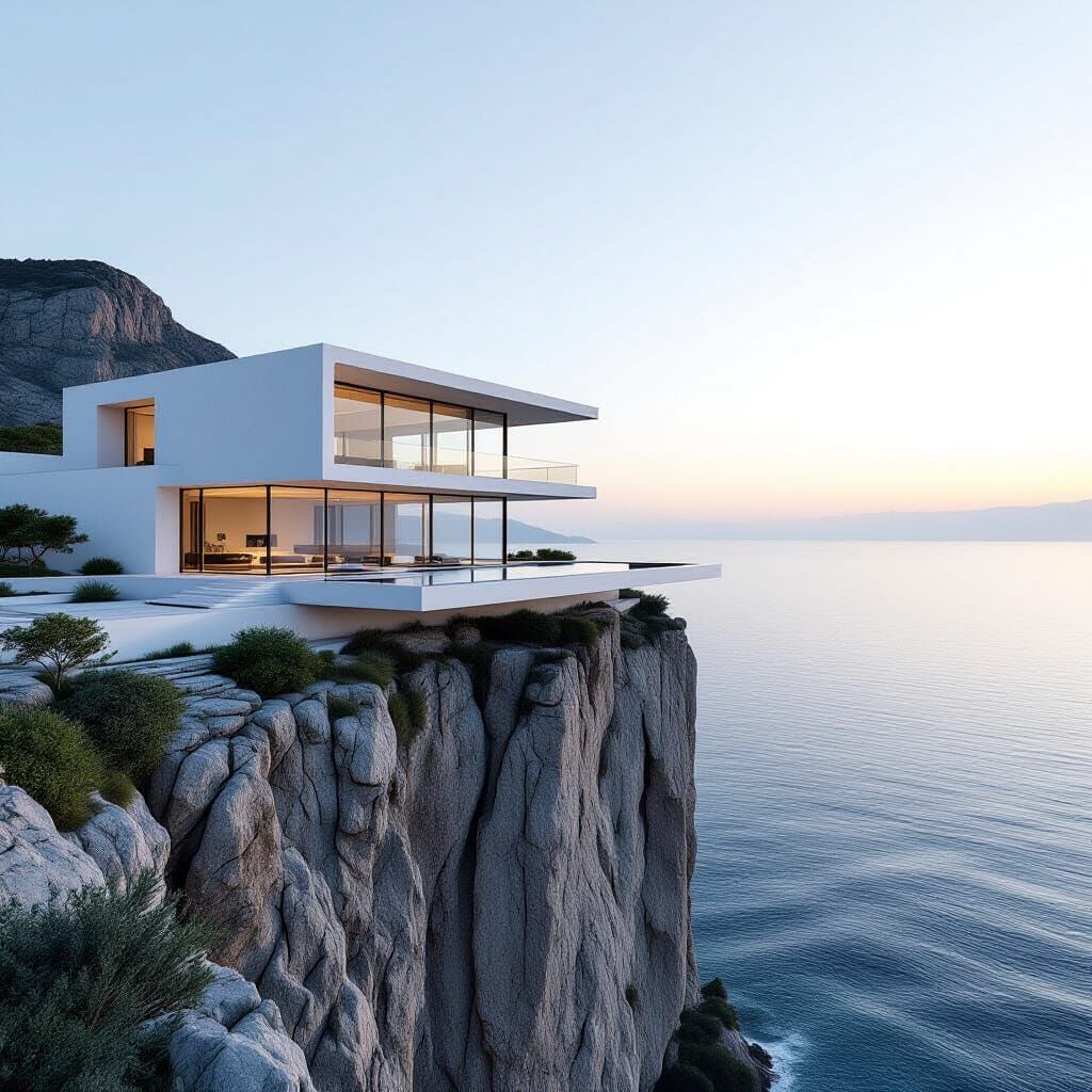 Ultra-Modern Villa on Sheer Cliff Overlooking Calm Ocean