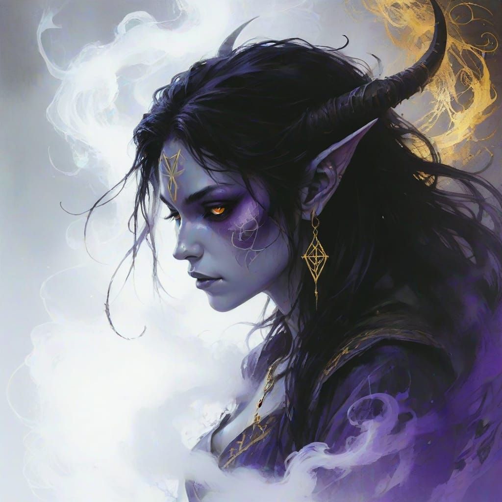 Dark Fantasy Tiefling in Mystic Rutilant Glow