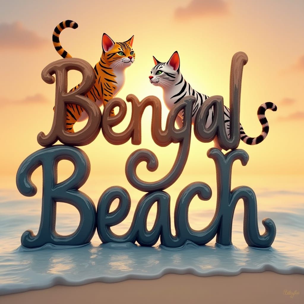 Bengal Beach Logo Featuring Bengal Cats