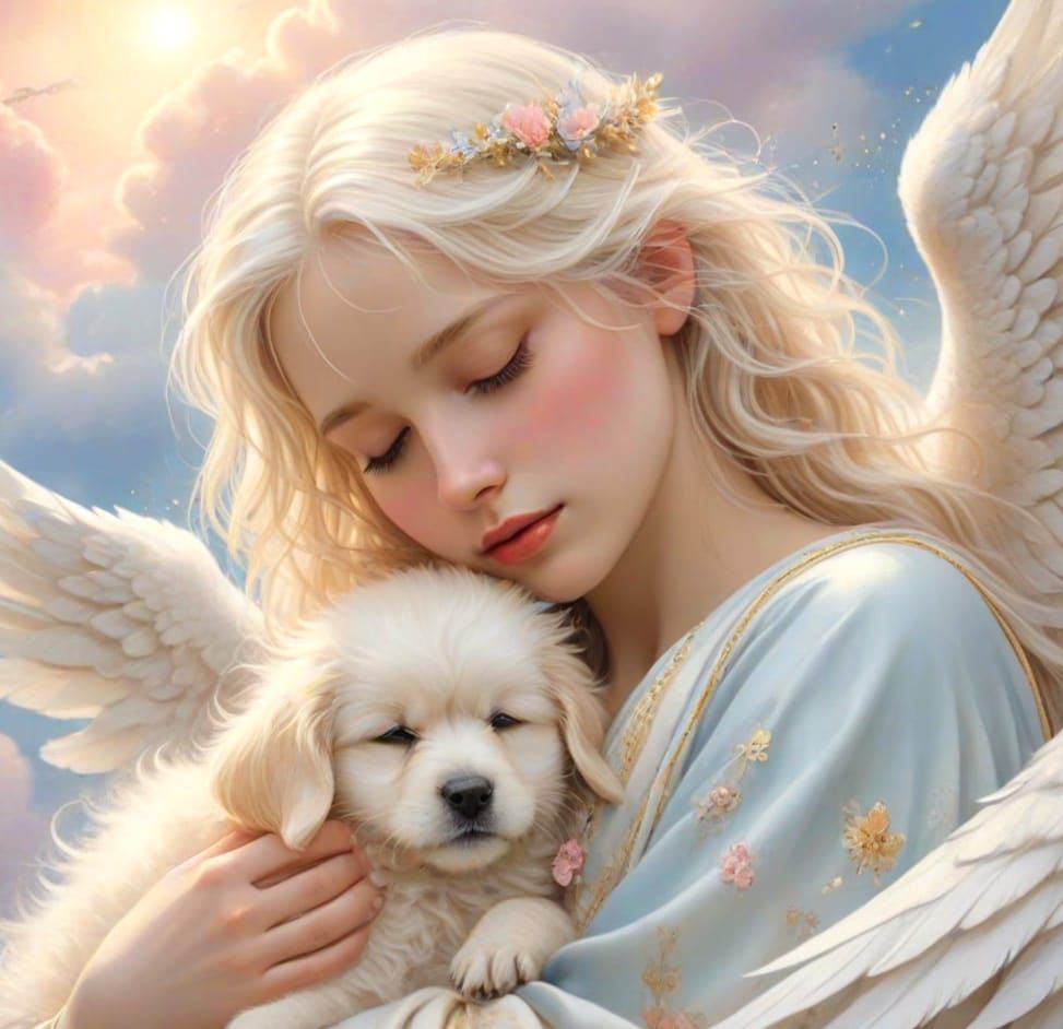 Angel of Serenity in Ethereal Watercolour Style