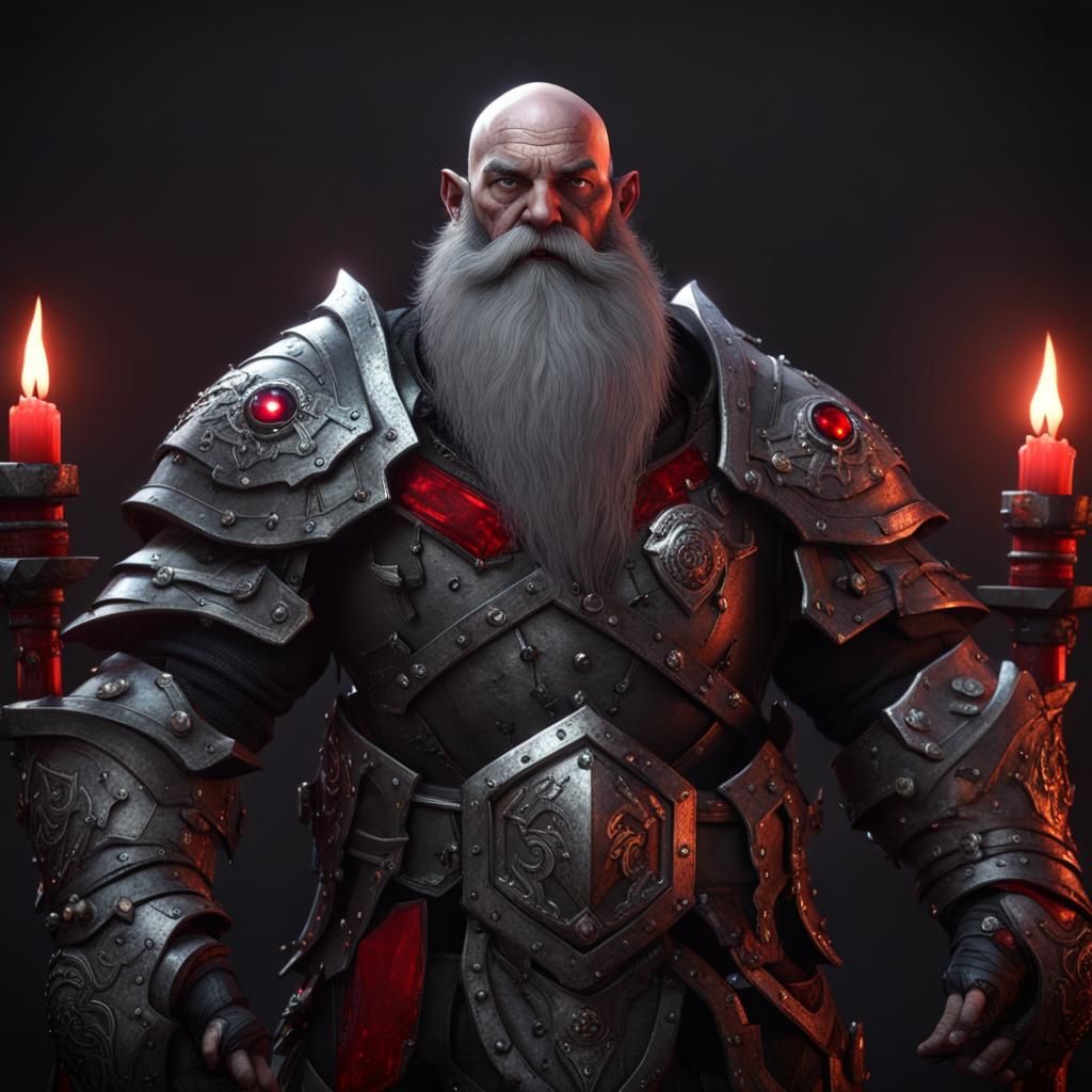 Evil Fantasy Dwarf in Dark Dungeon