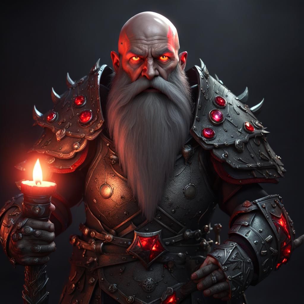 Evil Fantasy Dwarf in Dark Dungeon, 8K Render