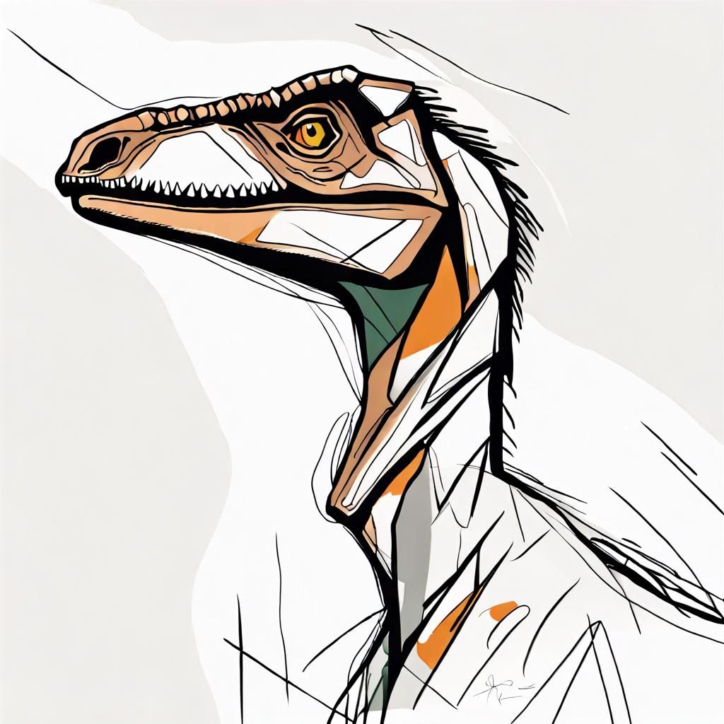 Abstract Velociraptor in Continuous Line Art