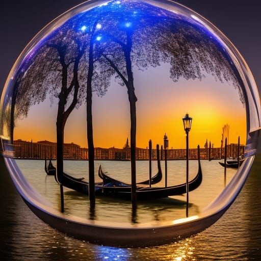Christmas in Venice Lagoon Art Deco Sphere