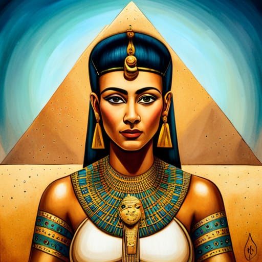 Cleopatra with Asp in Hyperrealistic Gouache Painting