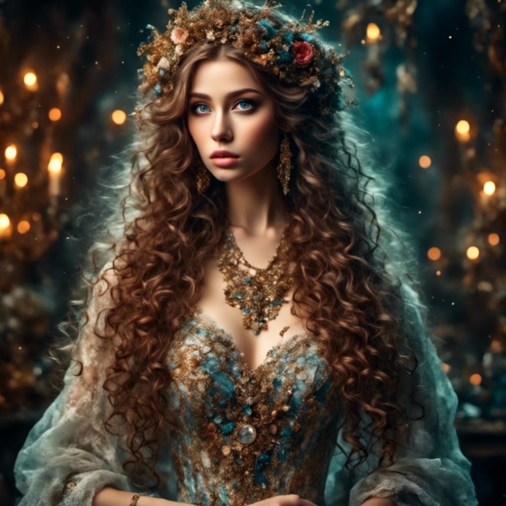 Pretty Girl with Big Eyes and Long Hair