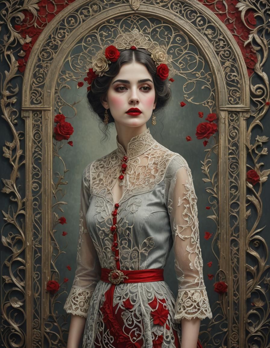 Ethereal Filigree Woman Portrait in 4K 3D