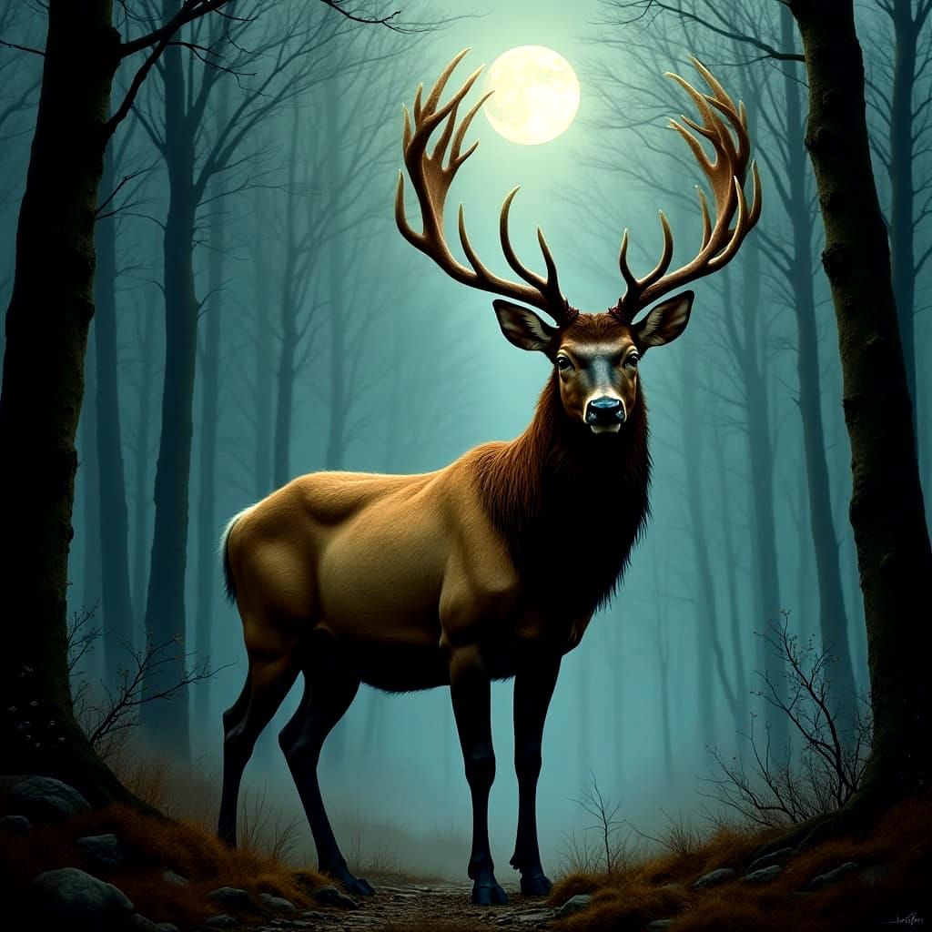 Majestic Stag in Forest Clearing